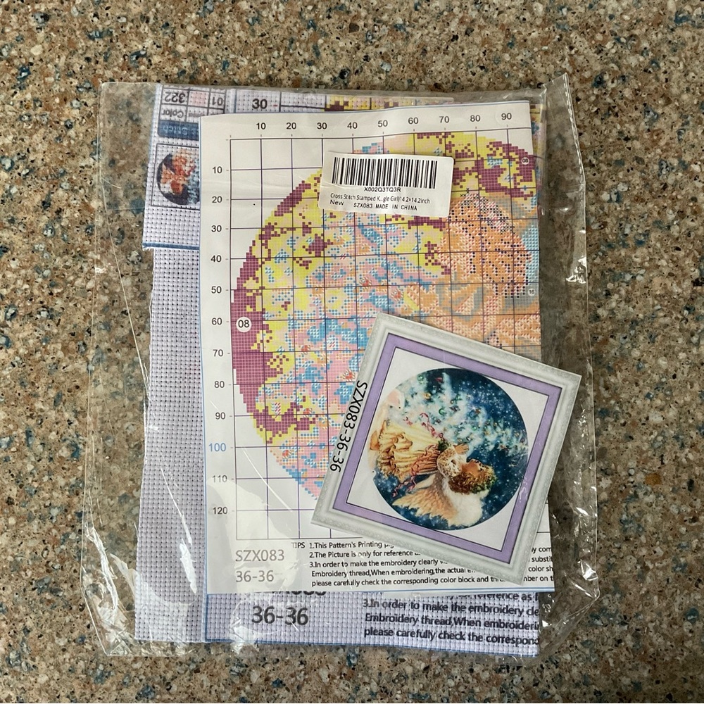 Cross stitch kit Angel Christmas Tree Winter Craft Sewing Holiday Festive Decor